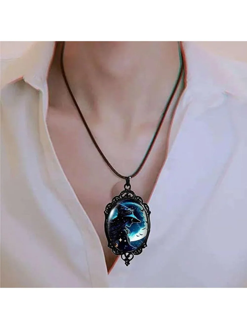 Women’s Witch Jewelry Set Blue Halloween Victorian Punk Gothic Necklace Earring
